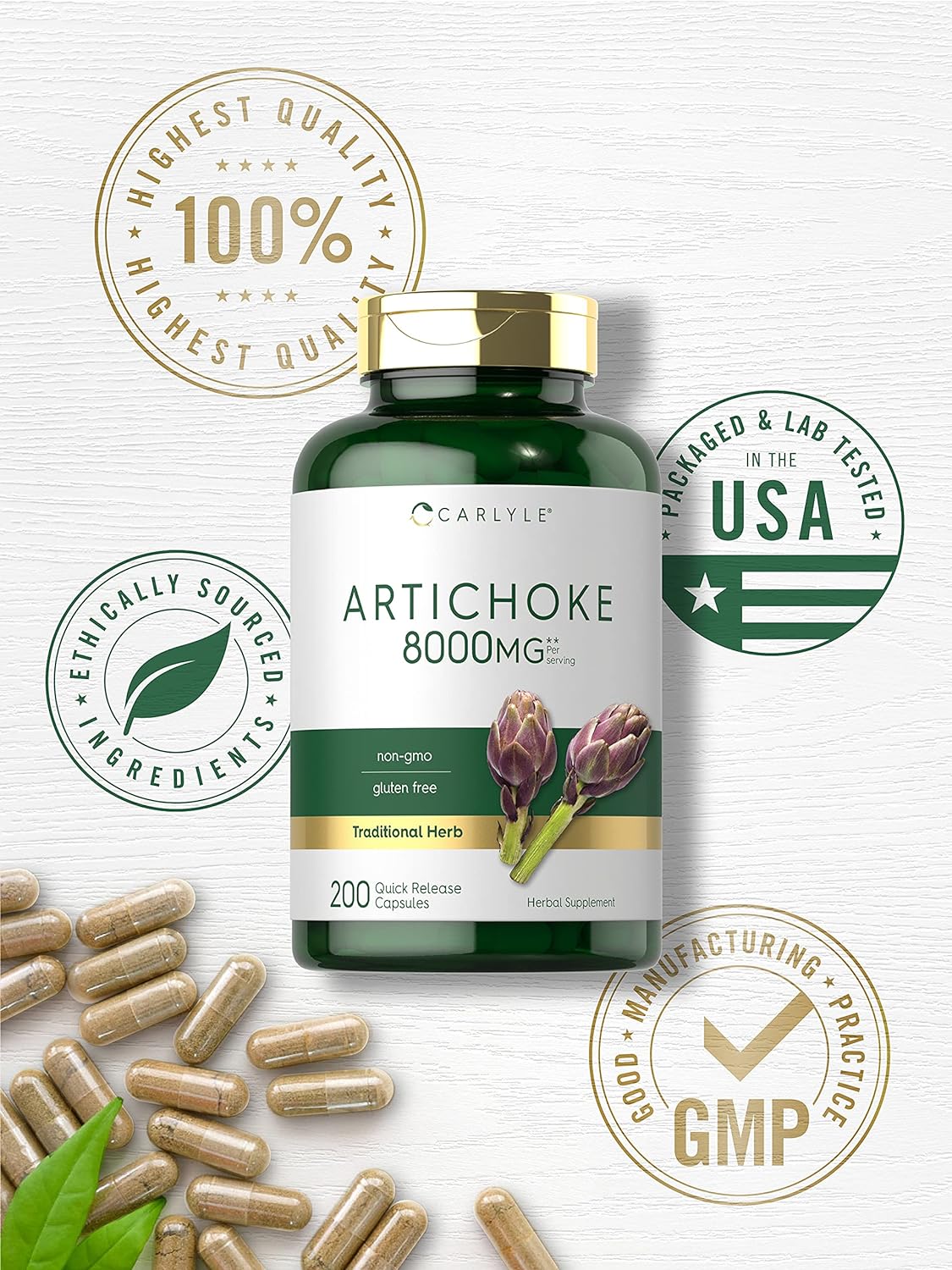 Suplemento Cápsulas de extracto de alcachofa de 8000 mg