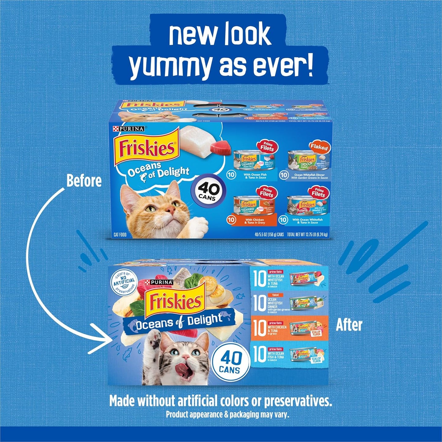 Alimento Húmedo para Gatos Purina Friskies Variedad 40 Latas