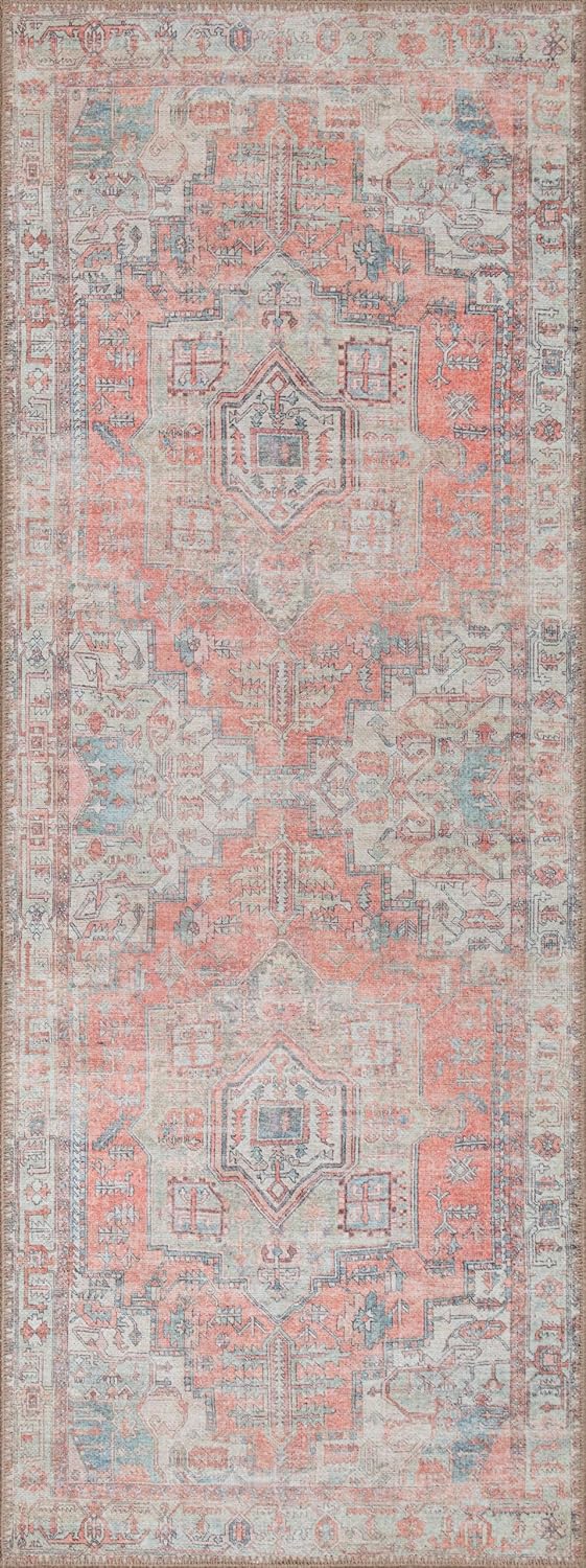Alfombra Adiva Lavable 2'6x10 Antideslizante Vintage