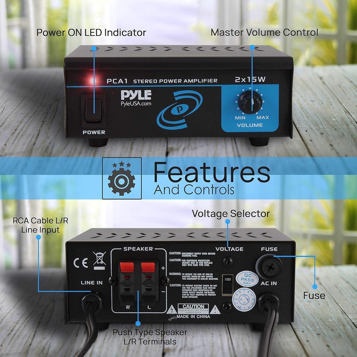 Amplificador de potencia estéreo PYLE-HOME PCA1.5