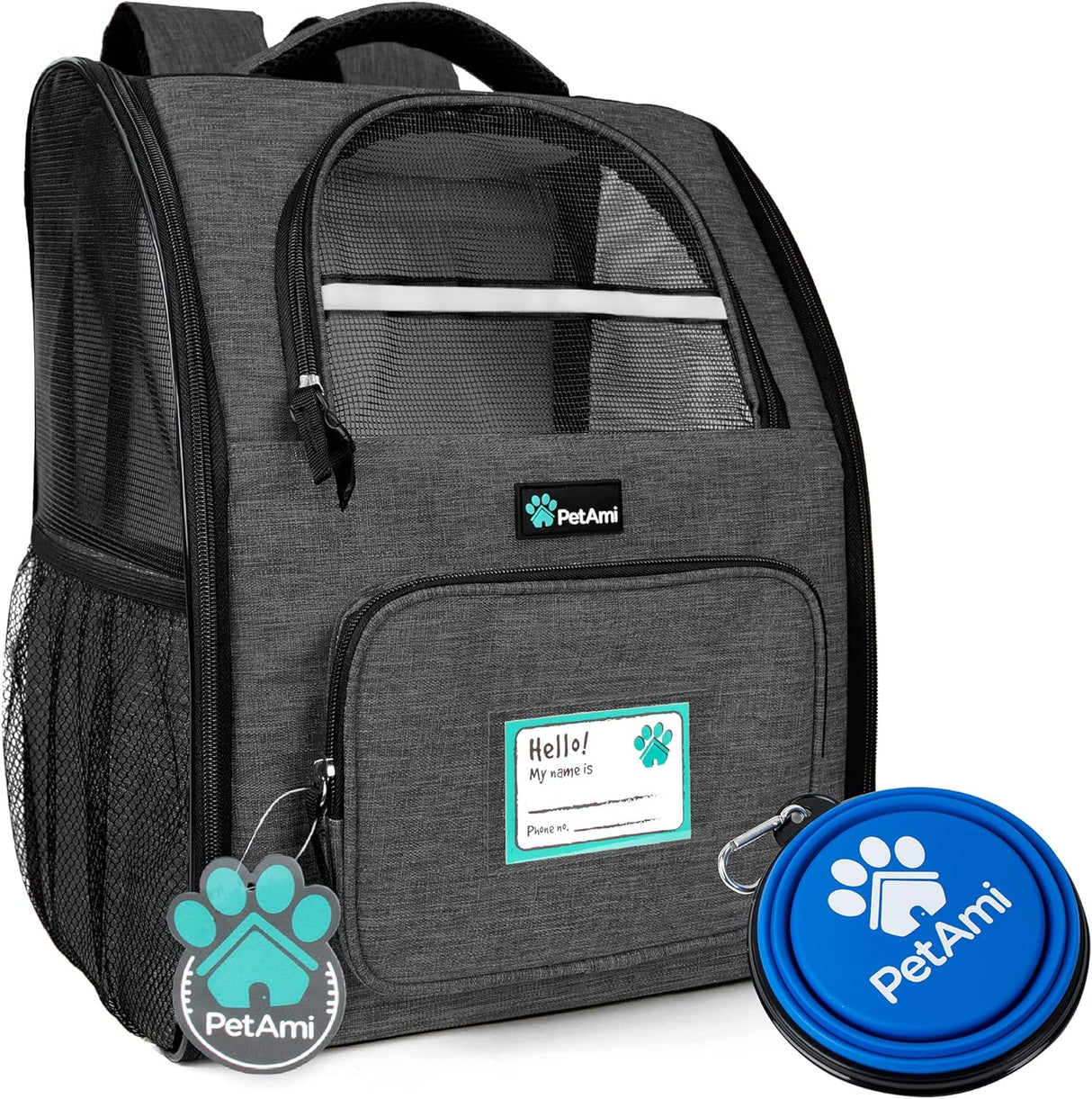 Mochila de lujo para gatos diseño ventilado color gris