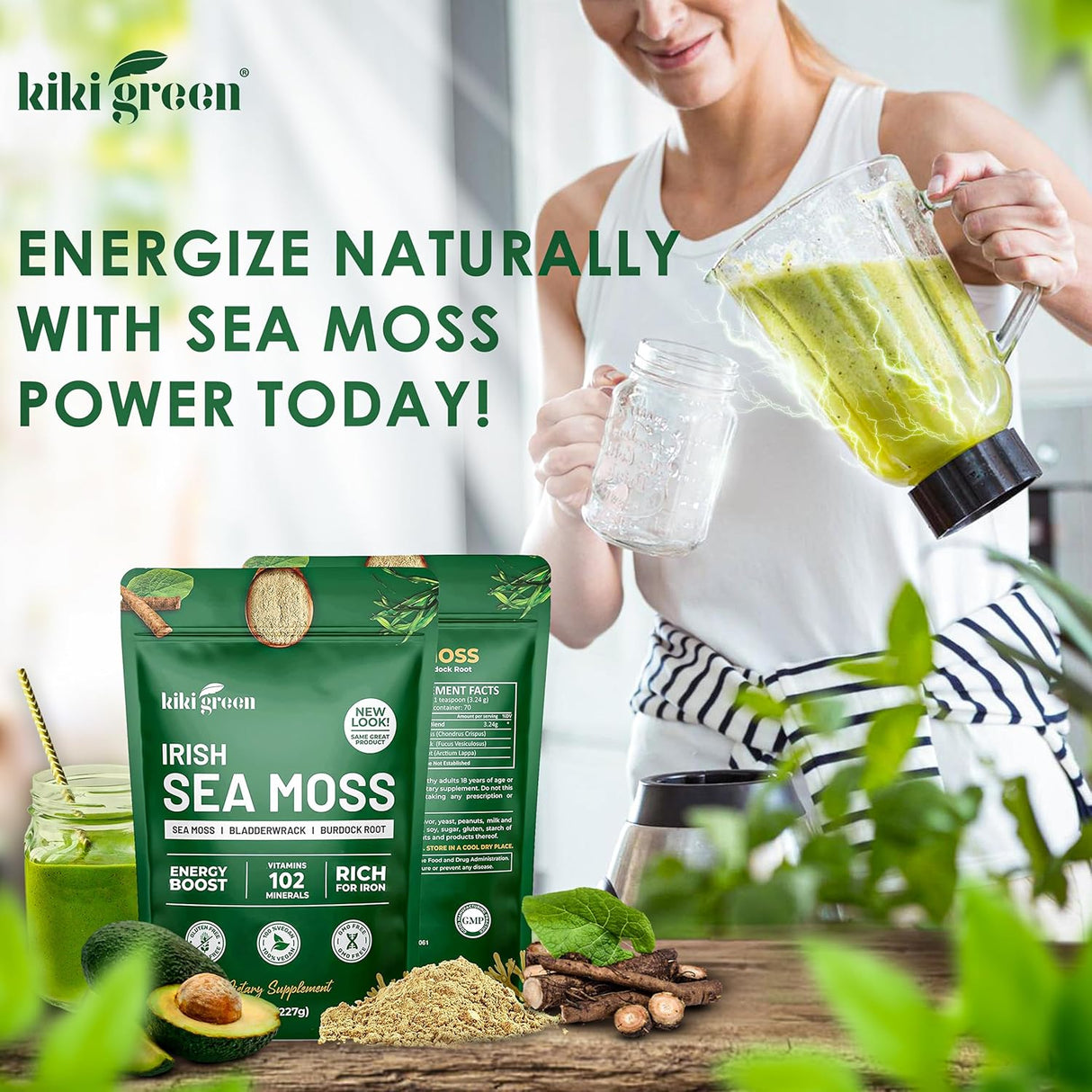 KIKI Polvo de Musgo de Irlanda Verde 8 oz – Apoyo inmunológico