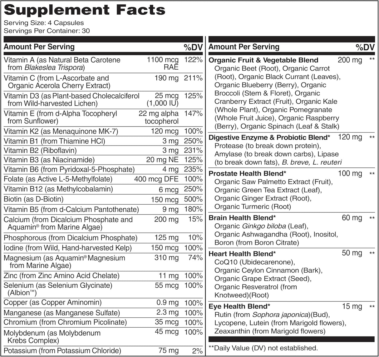 Suplemento Multivitamínico de alimentos minerales de hierbas