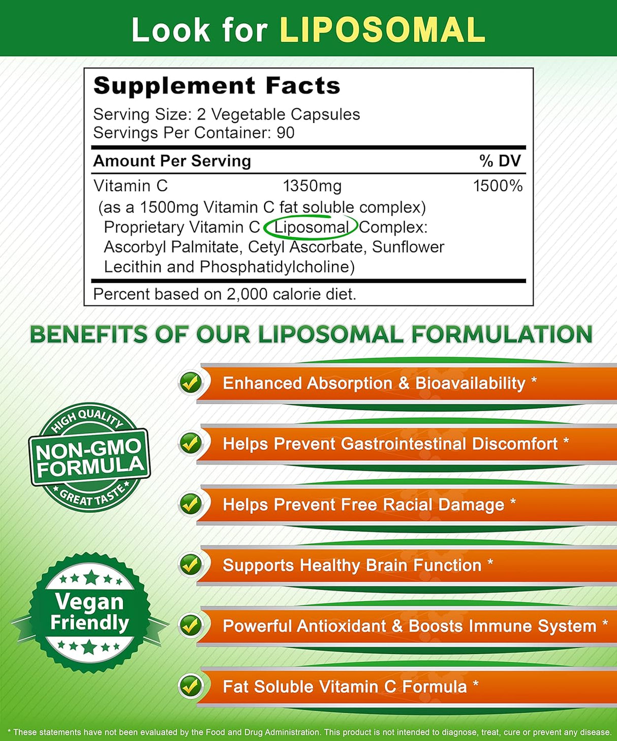 Suplemento Nutrition Complejo liposomal de vitamina C 180cáp