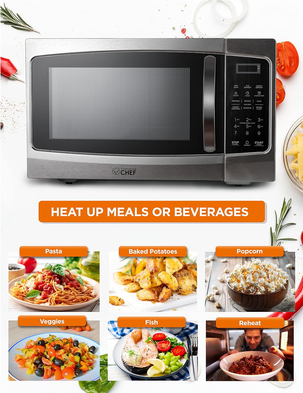 Horno Microondas Comercial Chef 1.3 Cu Ft 1000W con Timer