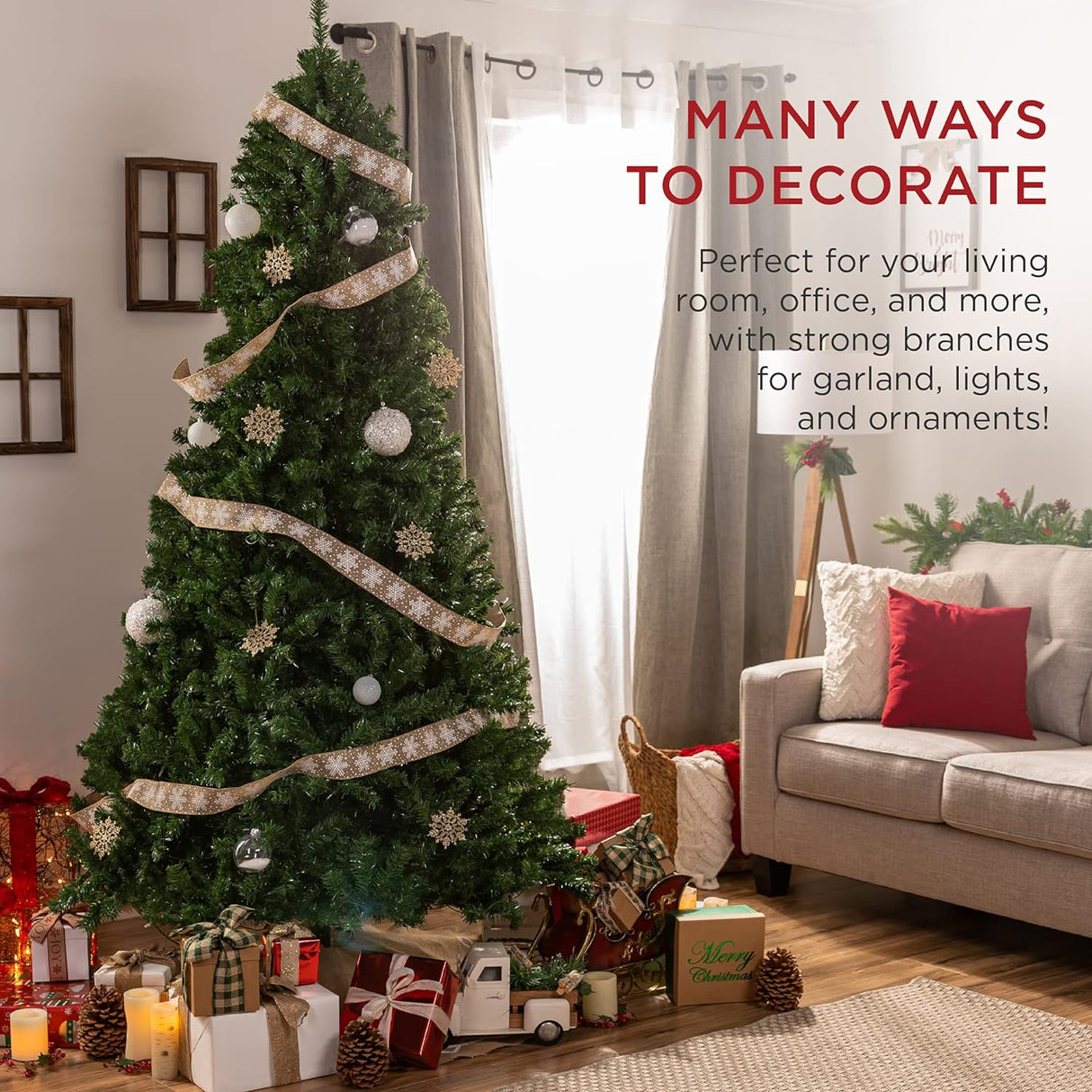 Árbol de Navidad artificial de 6ft con 798 puntas y base plegable