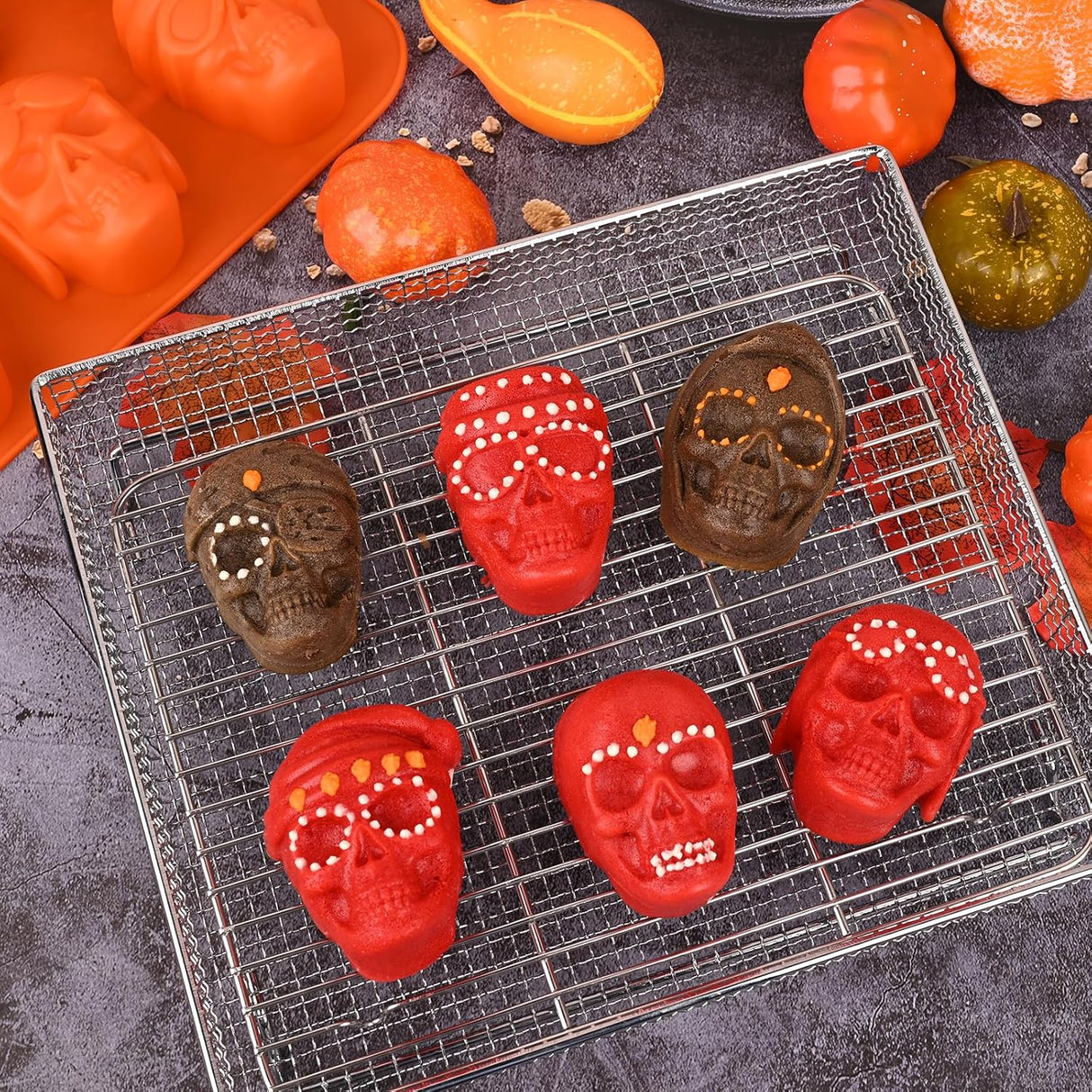 Moldes de silicona HUAKENER para pasteles de calavera grandes