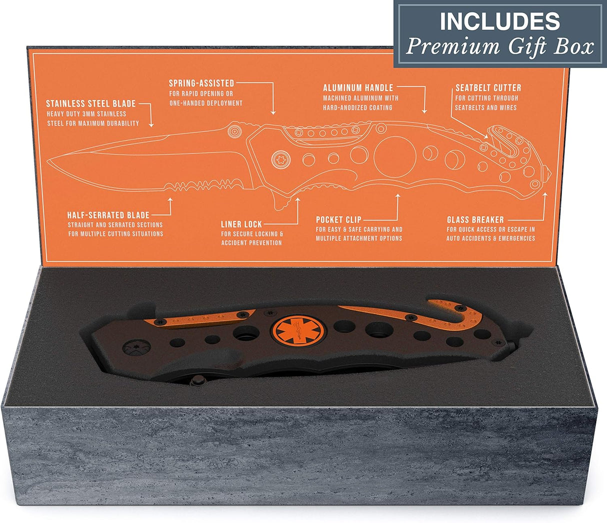 Cuchillo táctico 3 en 1 para militares y socorristas - EMT