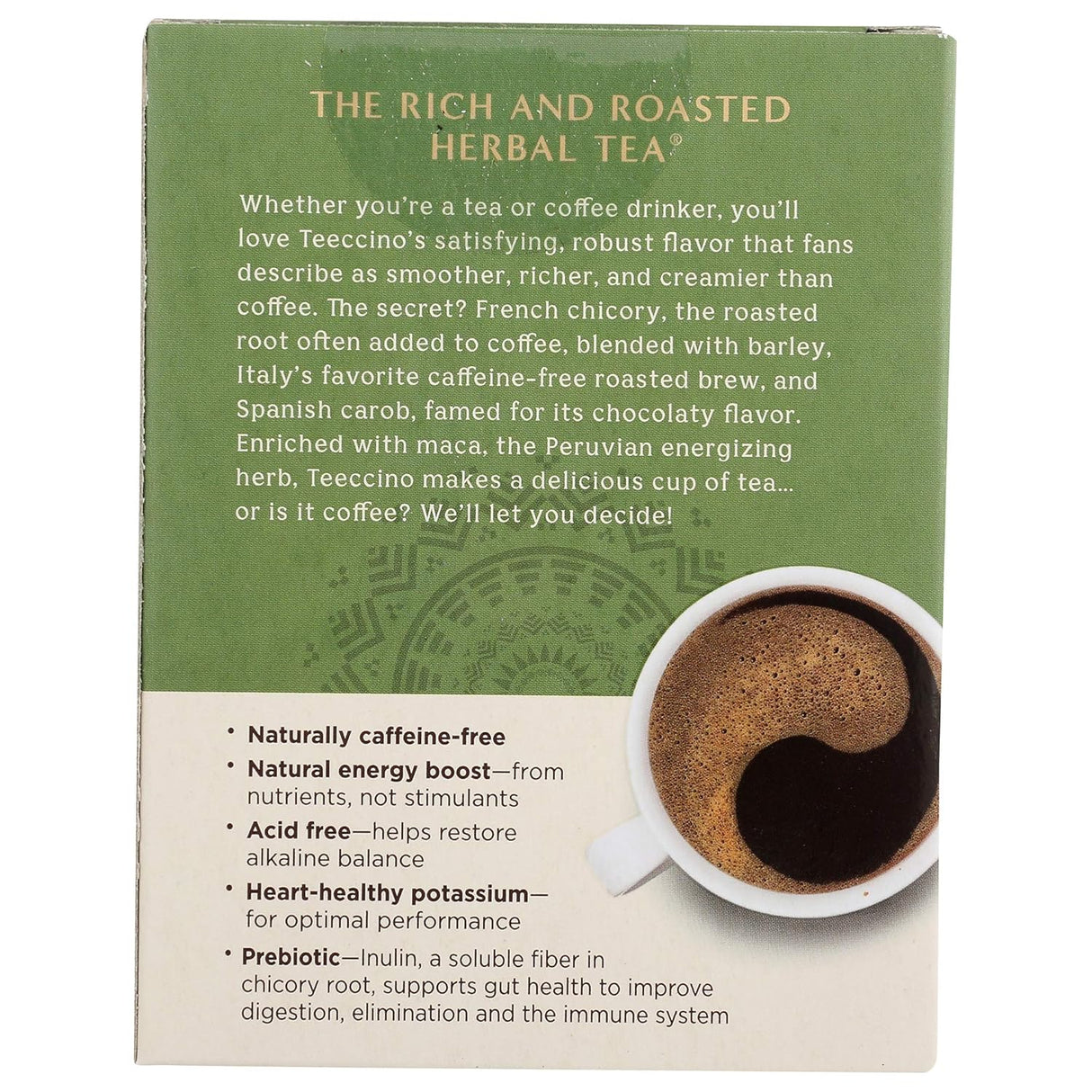 Teeccino Té de Maca Chocolaté Herbal Sin Cafeína 10 Bolsas