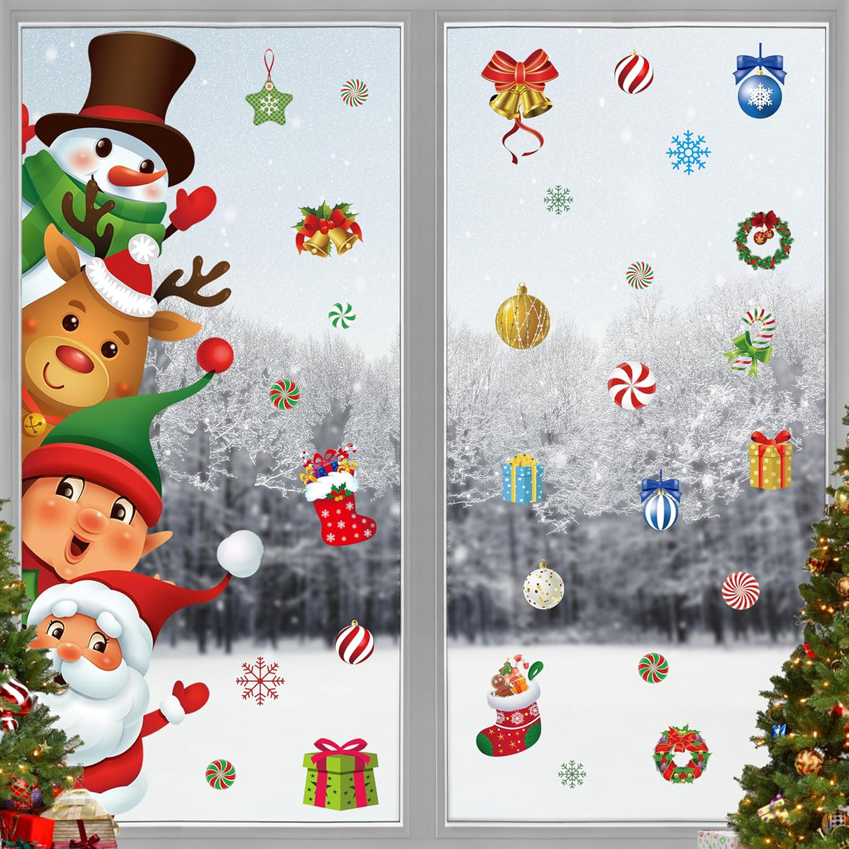 Pegatinas de Navidad para Puerta, Decoración Festiva Grande 44.88x11.81