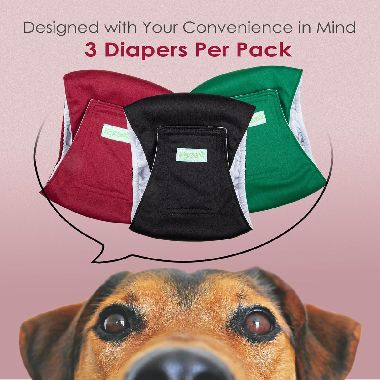 wegreeco Pañales lavables perros machos (borgoña, negro, jade, talla S)