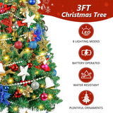 Árbol de Navidad Artificial 3FT, 200 Ramas, 80 Luces LED