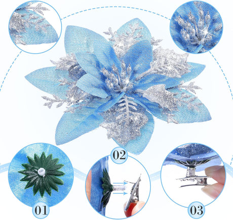 Flores Poinsettia Artificiales 36 Pcs - Decoración Navideña