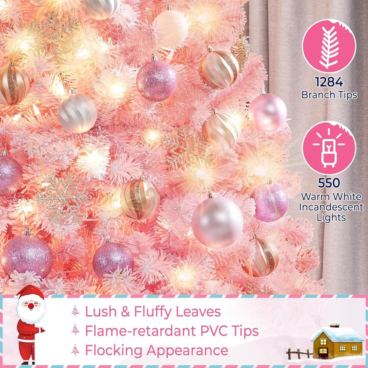 Árbol de Navidad artificial Yaheetech 7.5ft con luces blancas