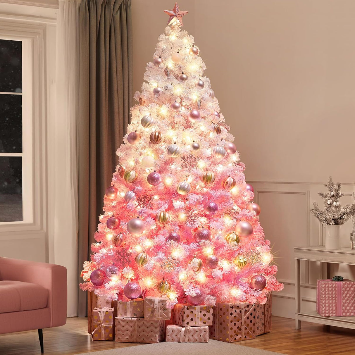 Árbol de Navidad artificial Yaheetech 7.5ft con luces blancas