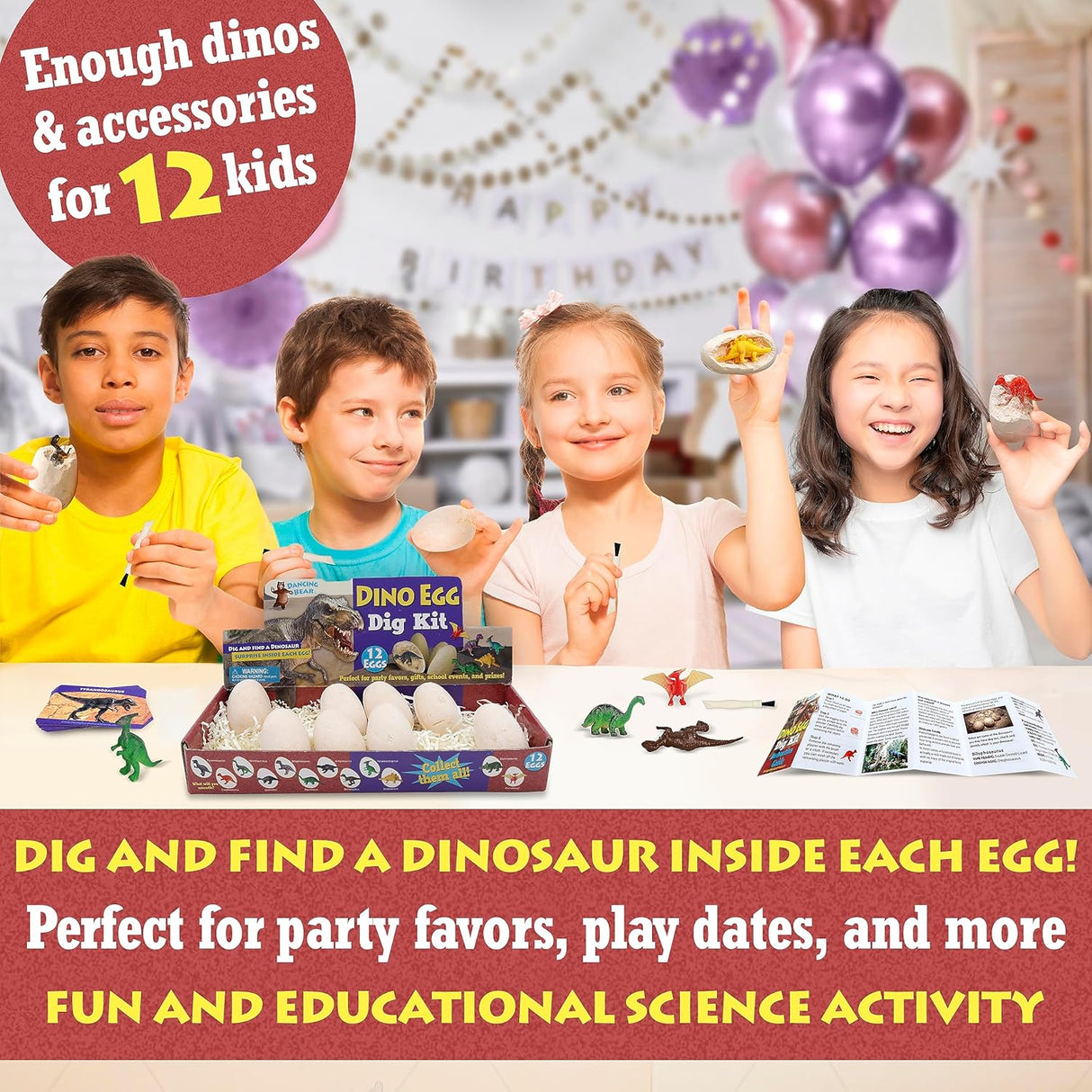 Kit  DANCING BEARde Excavación Dinosaurios para 12 Niños