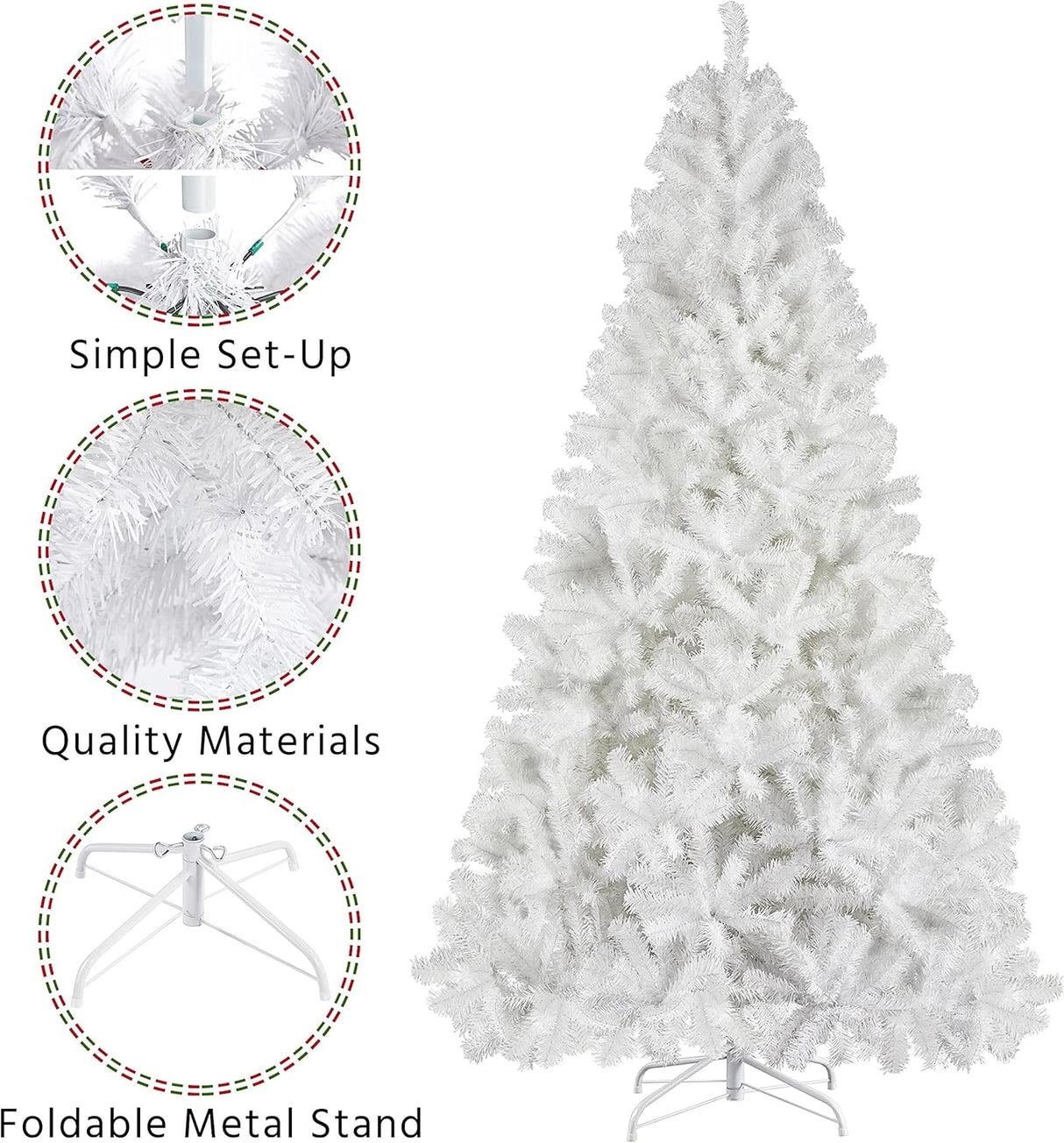 Árbol de Navidad Artificial de 7.5ft con Soporte Plegable