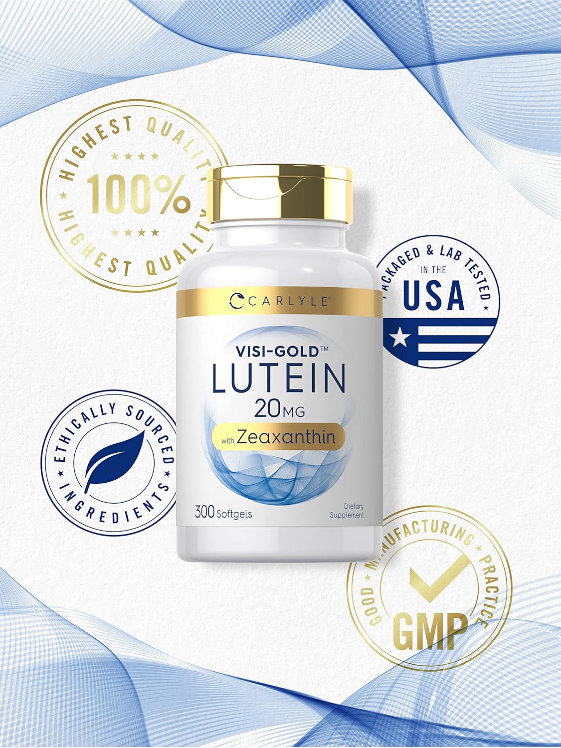 Suplemento Luteína y zeaxantina 20 mg  300 cápsulas blandas