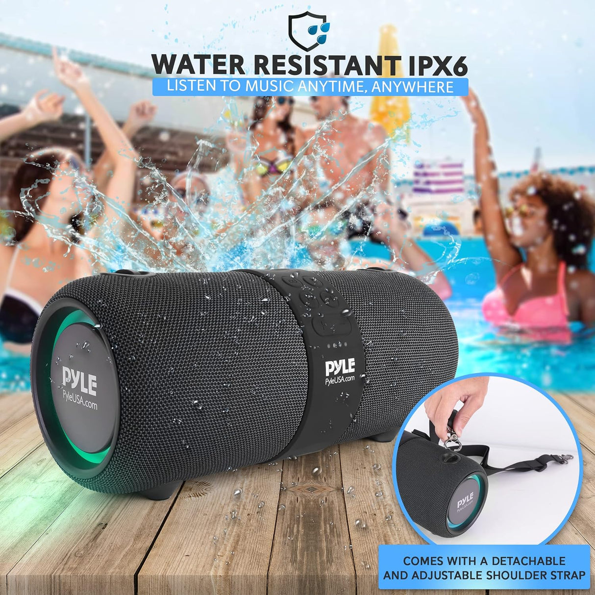 Parlante Portátil inalámbrico Bluetooth PYLE-HOME PSBWP9BK