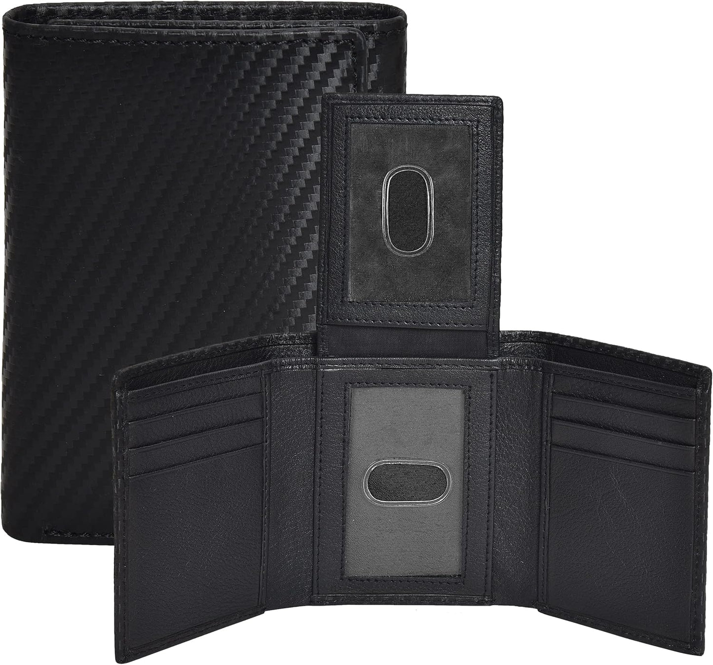 Billetera Trifold de Cuero para Hombre - RFID, 9 Tarjetas, 2 ID