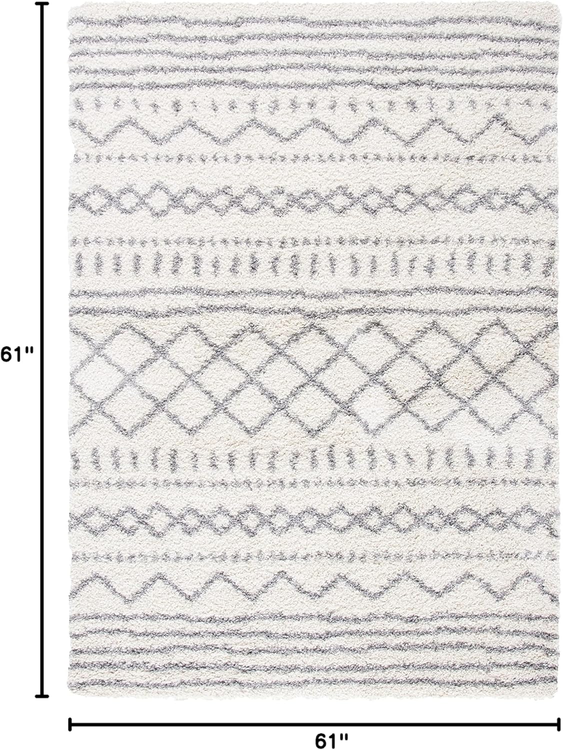 Alfombra Área Shag 5'1 Cuadrada, Diseño Marroquí, ASG741F-5SQ