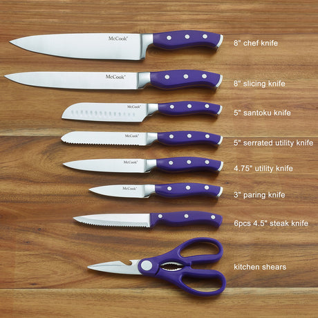Juego de cuchillos de cocina de acero inoxidable