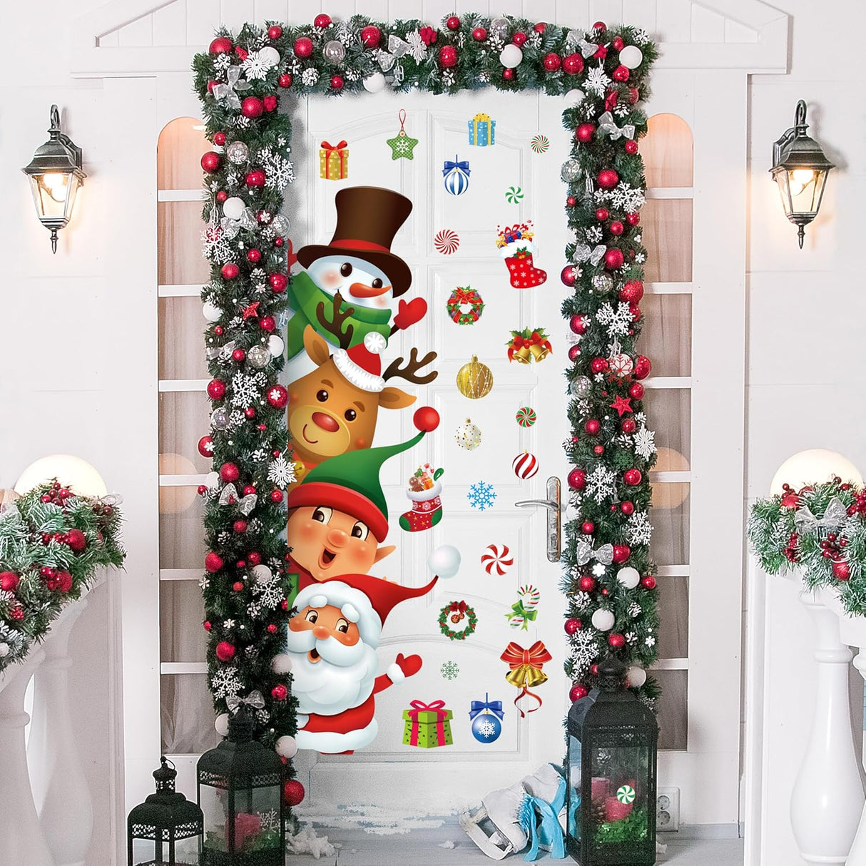 Pegatinas de Navidad para Puerta, Decoración Festiva Grande 44.88x11.81