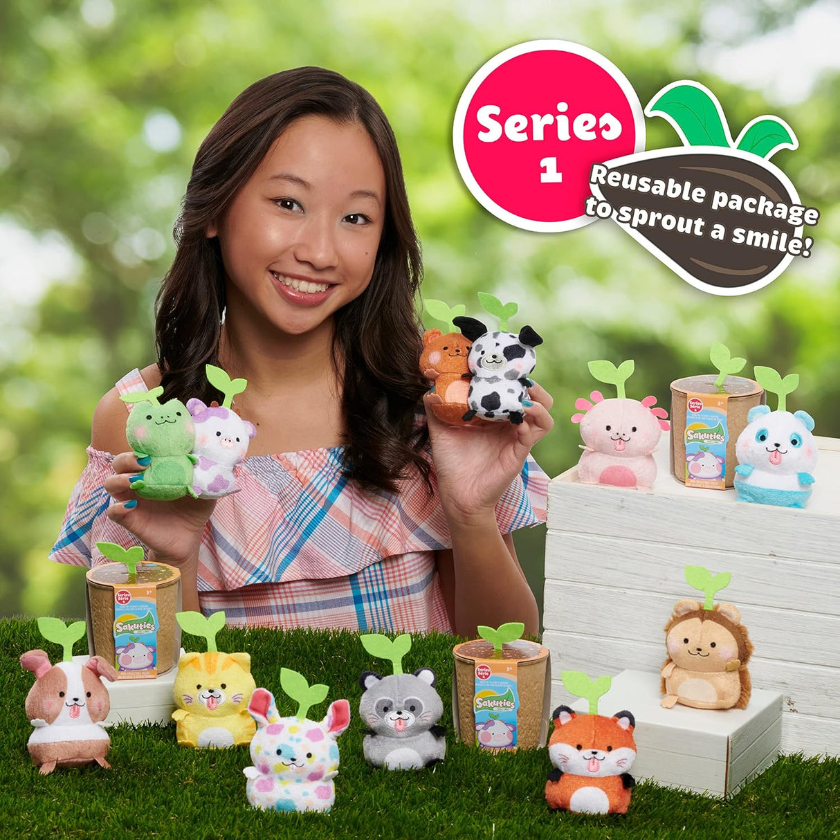 Sakuties Mini Peluches Colectibles, Just Play, Pack de 3