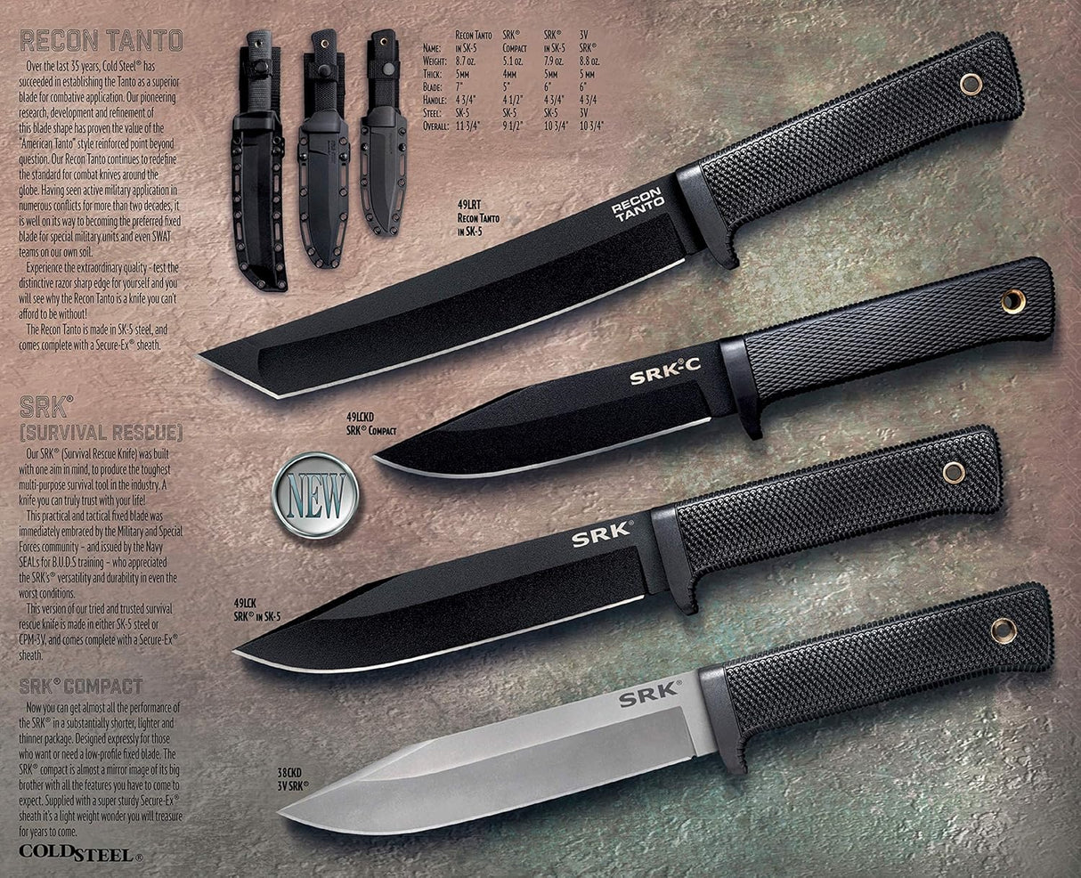Cuchillo de hoja fija con funda segura