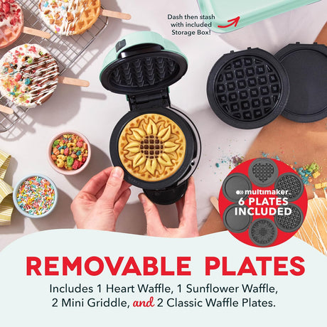 Mini Waffle Maker DASH Multimaker, 4 en 1, Placas Removibles