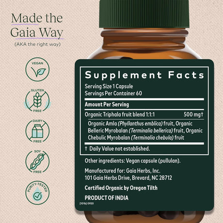 Suplemento Herbs Fruta Triphala Apoya la salud digestiva