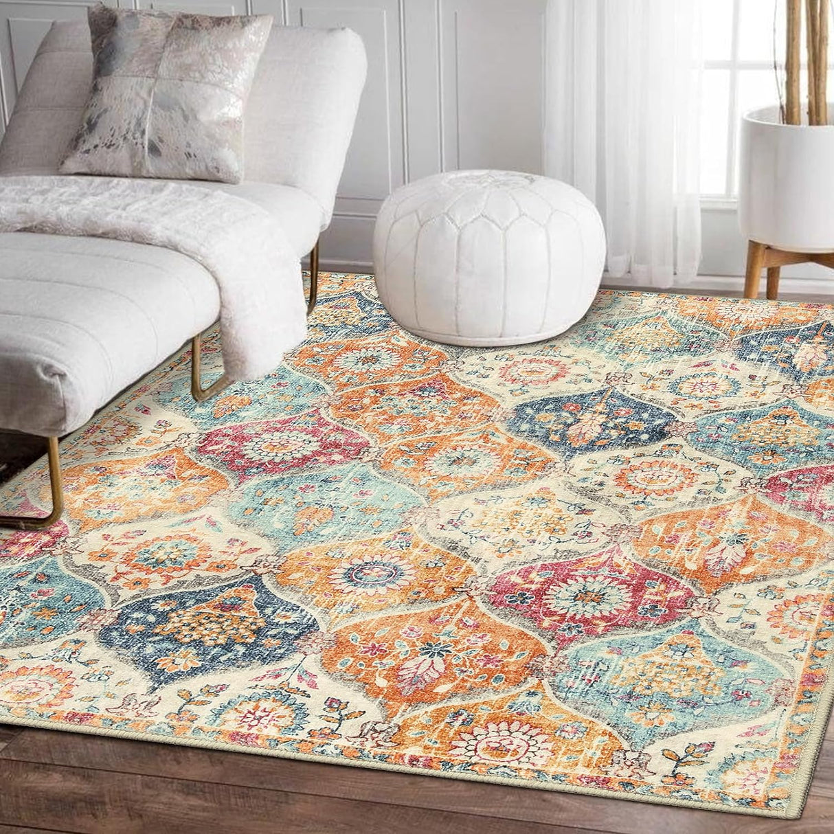 Alfombra marroquí antideslizantes para sala, Crema Lahome