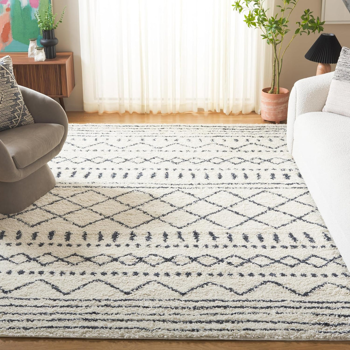 Alfombra de área Shag - Diseño marroquí, 1.6 pulgadas de grosor