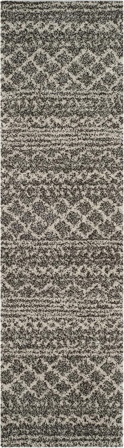 Alfombra Runner Shag Marrón e Ivory, Diseño Marroquí, 1.6 ASG741B