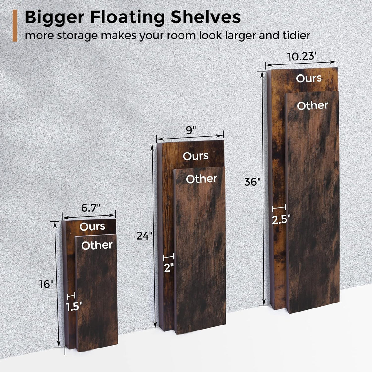 Estantes Flotantes de Madera - 2 Pack 9 - 24 W x 9 D x 1.6 H