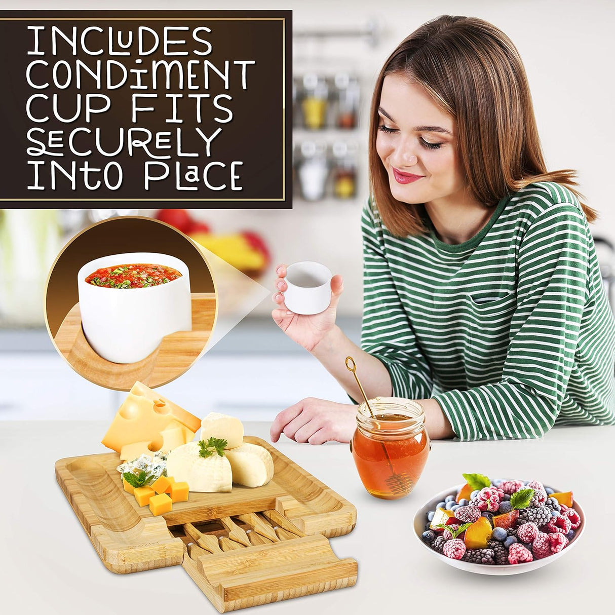 Tabla de queso de bambú natural  NutriChef PKCZBD10.5