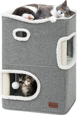 Casa para Gatos de 2 Pisos YIATHOME, con Rascador y Escondite