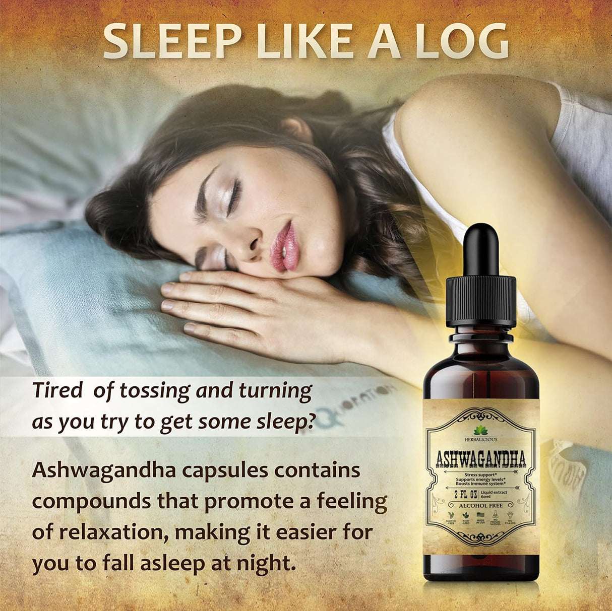 Suplemento de Ashwagandha, Extracto Natural, 2 Fl oz