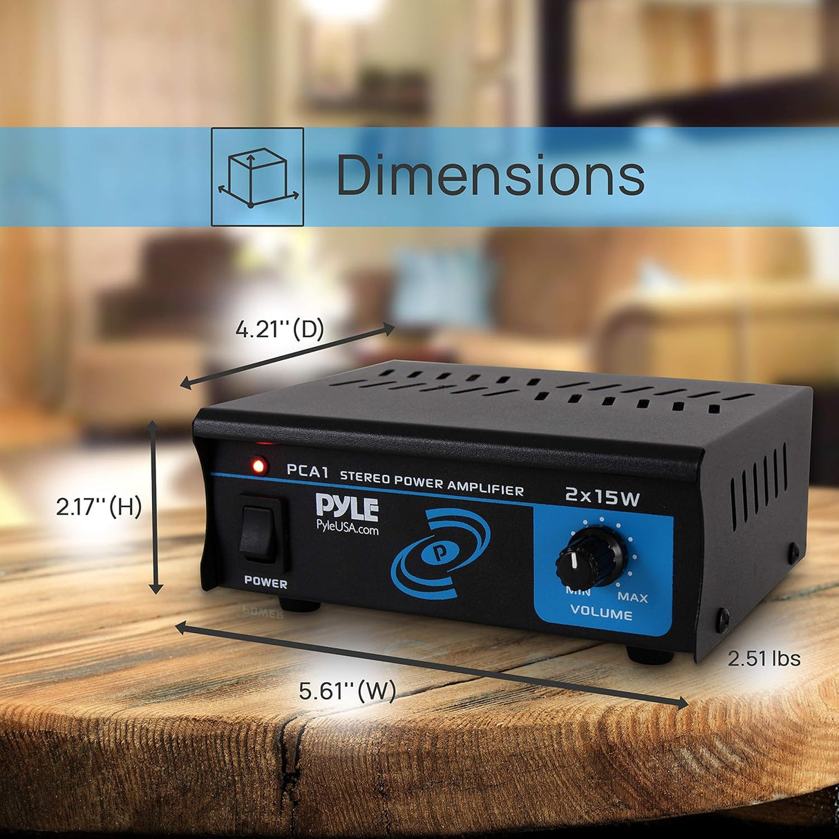 Amplificador de potencia estéreo PYLE-HOME PCA1.5