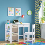 Escritorio y silla para niños con estantes y cubículos