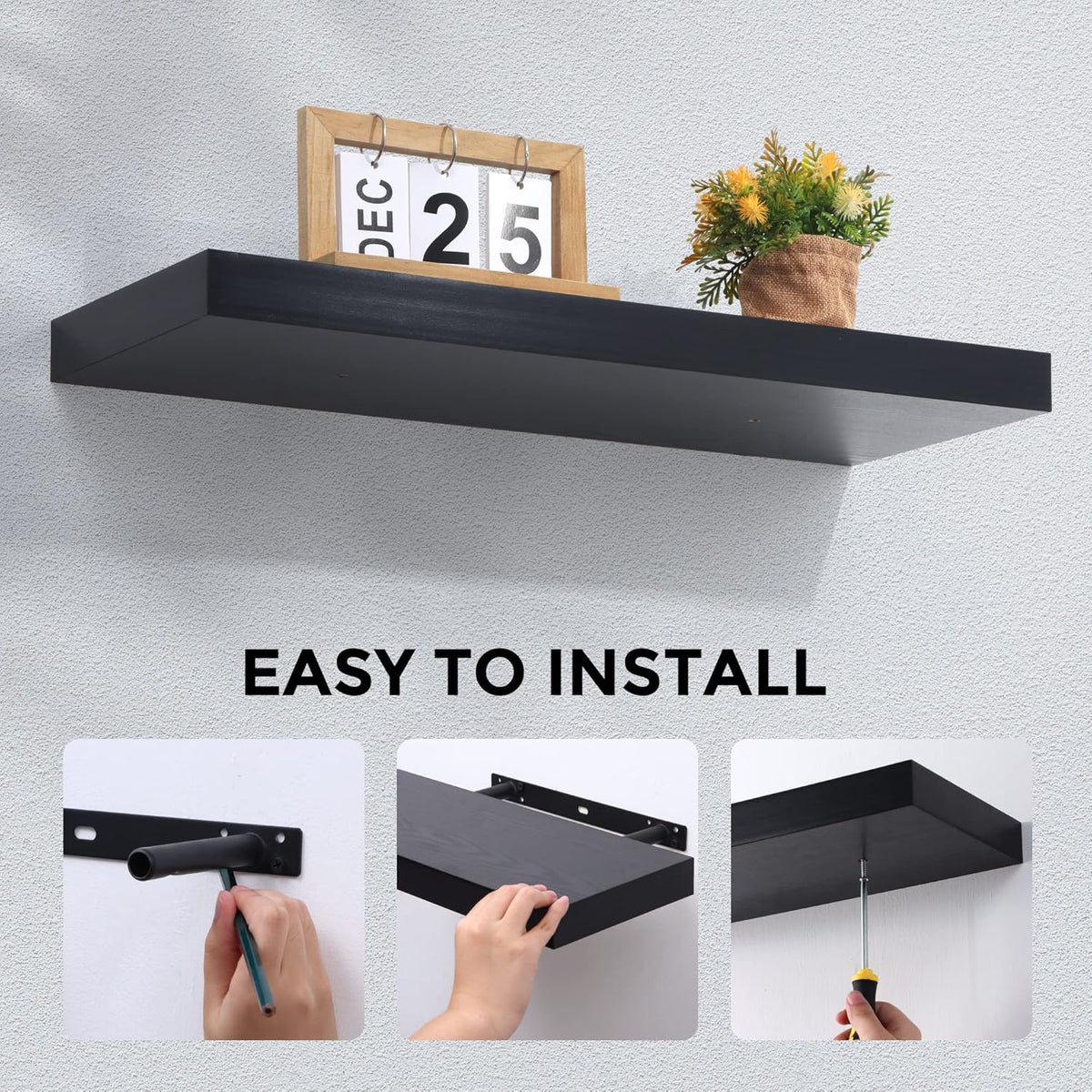 Estanterías Flotantes 2 Pack de Madera - 24 W x 9 D x 1.6 H