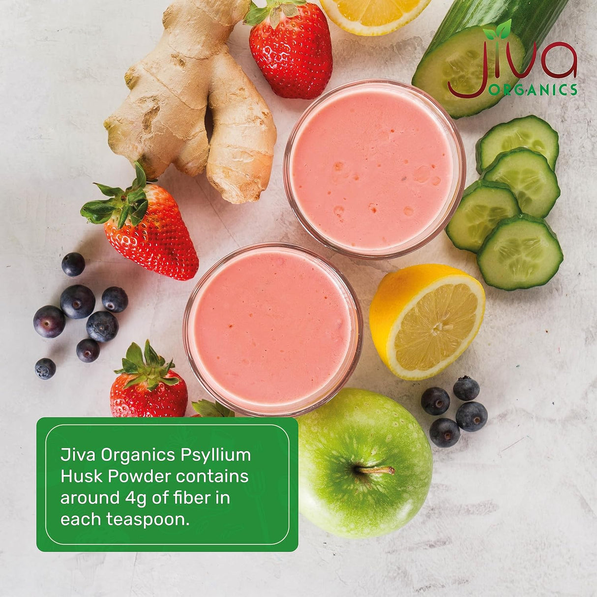 Psyllium Husk Powder 1.75 LB Jiva Organics, Sin Sabor, Keto