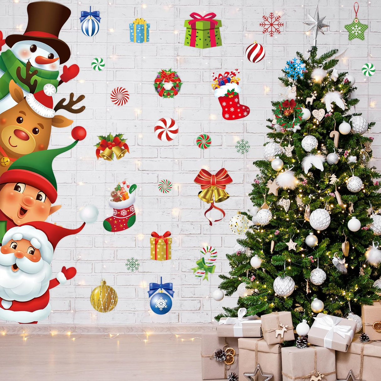 Pegatinas de Navidad para Puerta, Decoración Festiva Grande 44.88x11.81