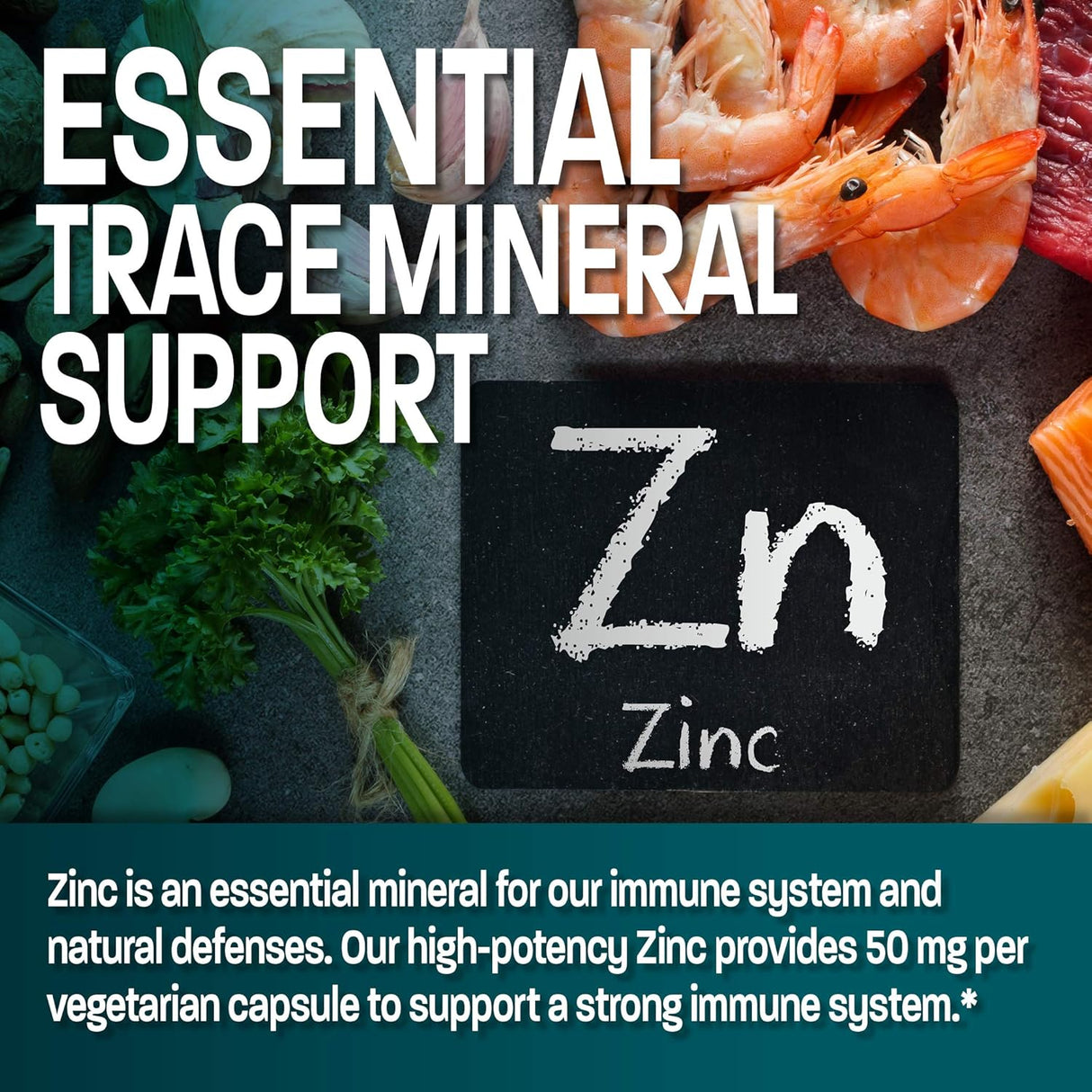 Suplementos Zinc 50mg Complejo Óxido de Zinc 50%  Picolinato