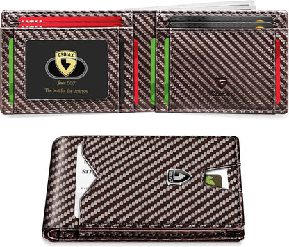 Billetera Slim GSOIAX para Hombre, Cuero, RFID, Bifold