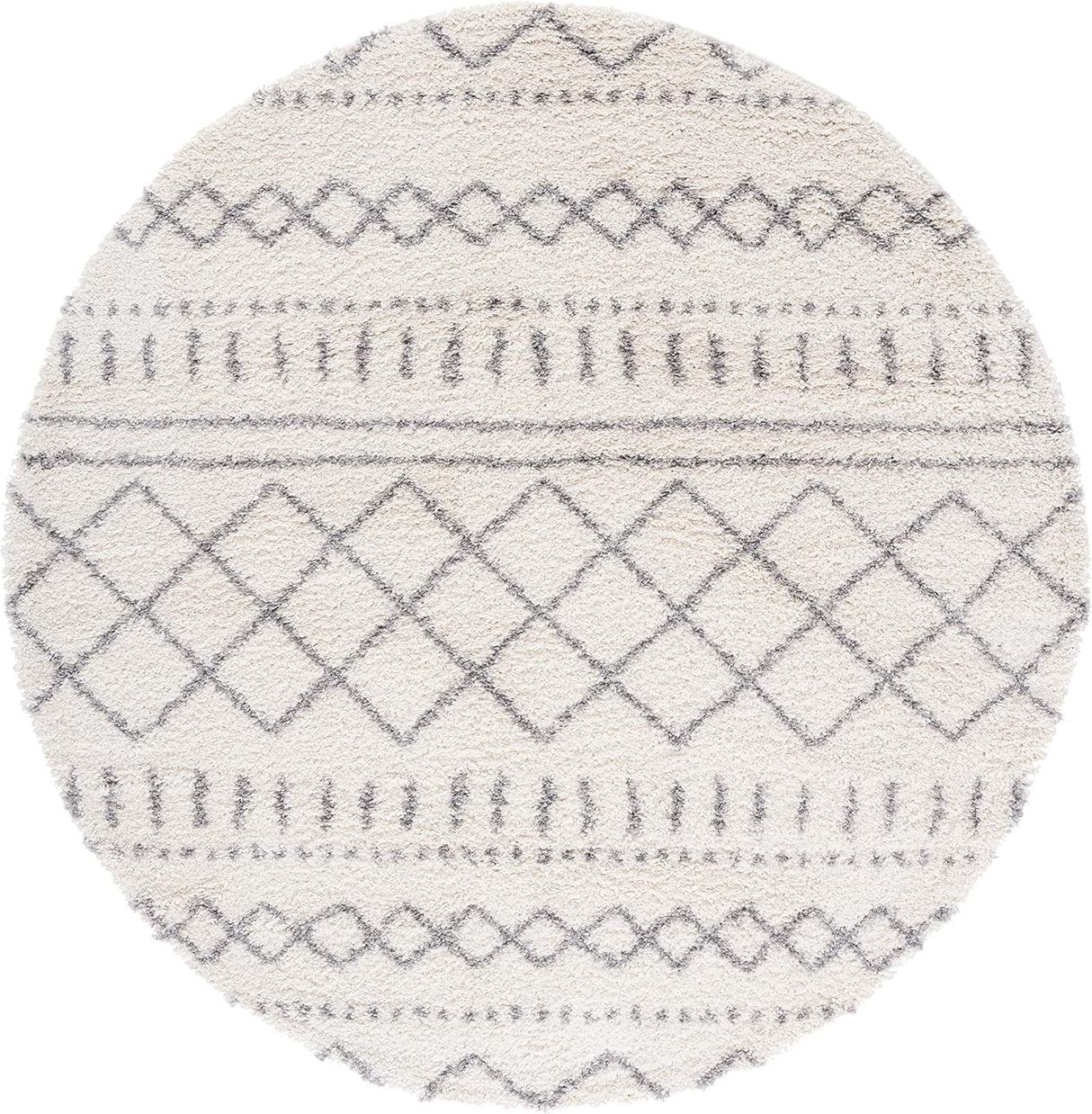 Alfombra Redonda Shag, Diseño Marroquí, 1.6 Pulgadas de Grosor