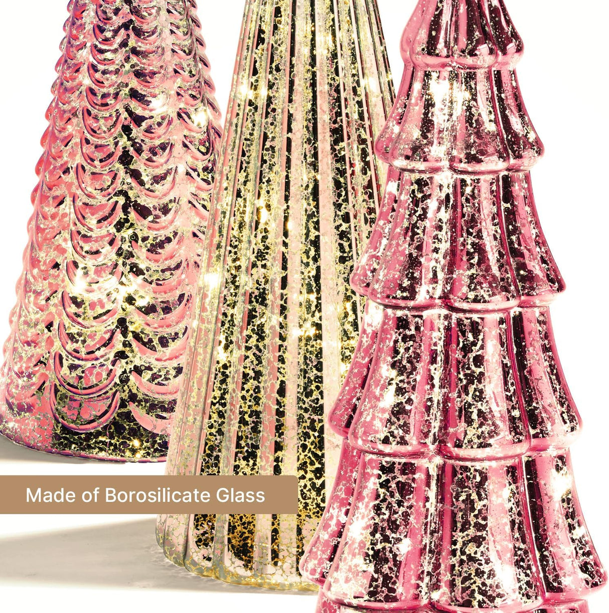 Árboles de Navidad LampLust con luces, Set de 3, 10 pulgadas
