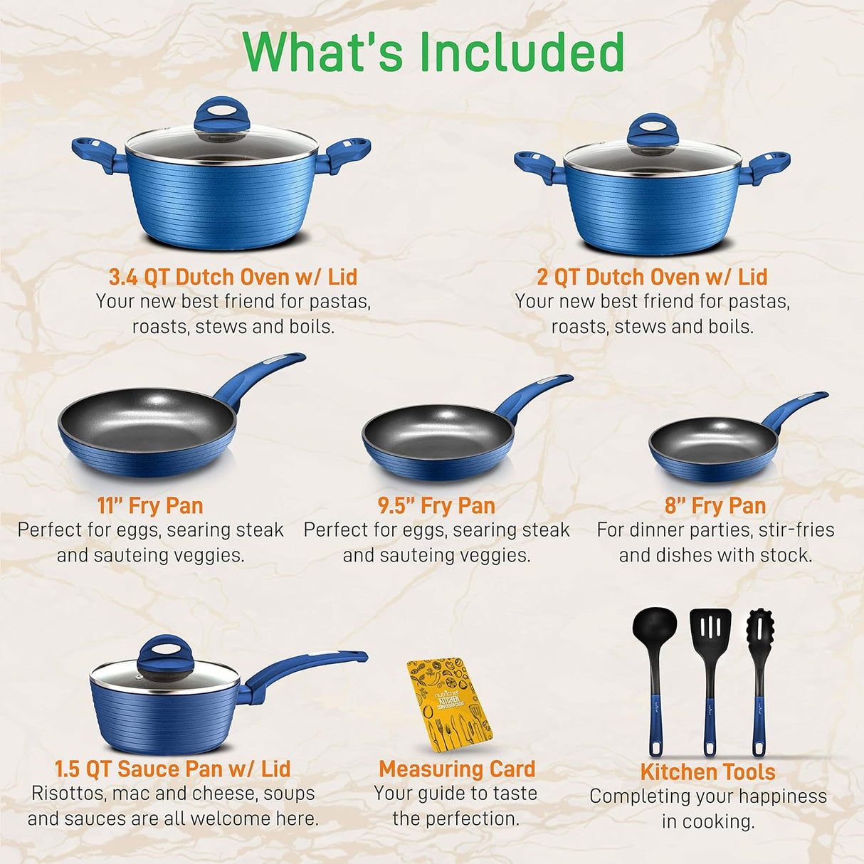 Juegos de Ollas de cocina NUTRICHEF NCCW12BLU.5