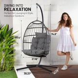 Silla colgante SereneLife, soporte acero, cojín, reposacabezas