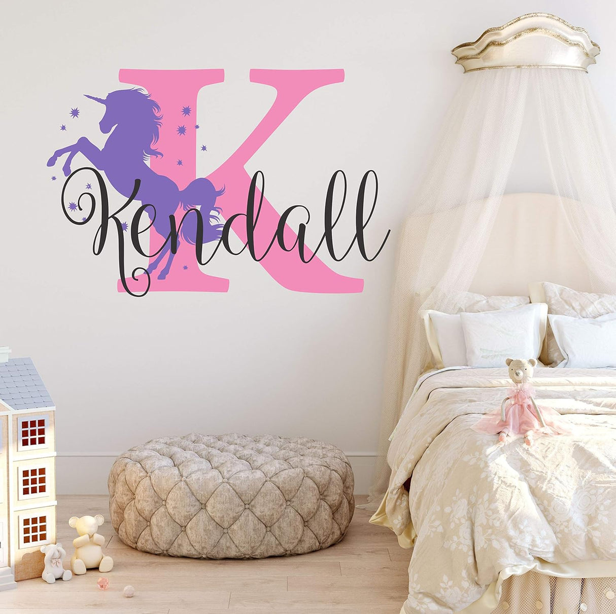 Vinilo Decorativo Unicornio Personalizado para Niña, XL